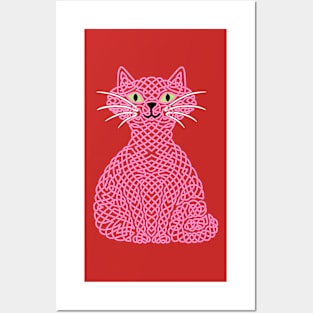 Knotty Cat - pink Posters and Art